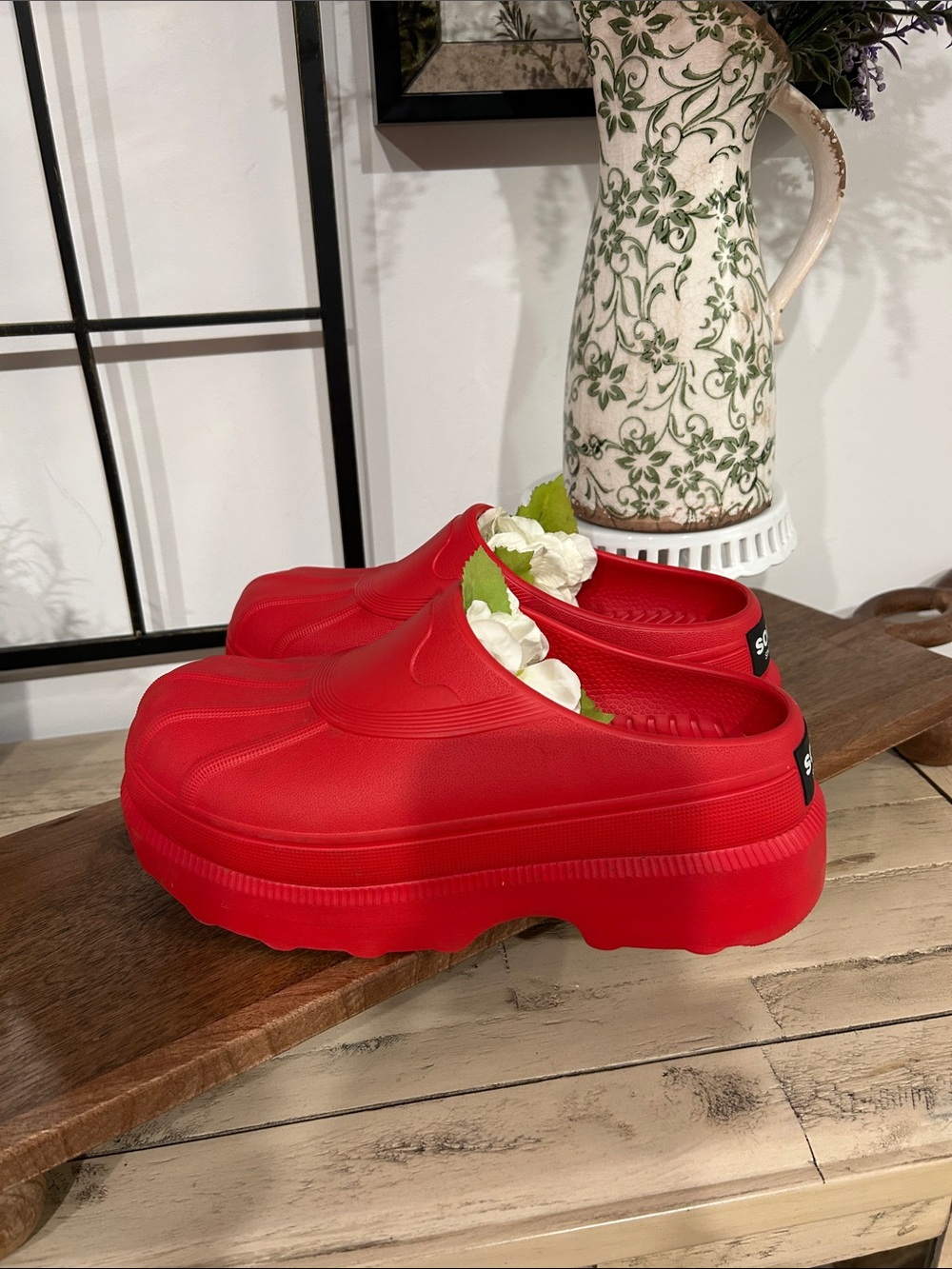 Sorel Red Platform Clog Mule